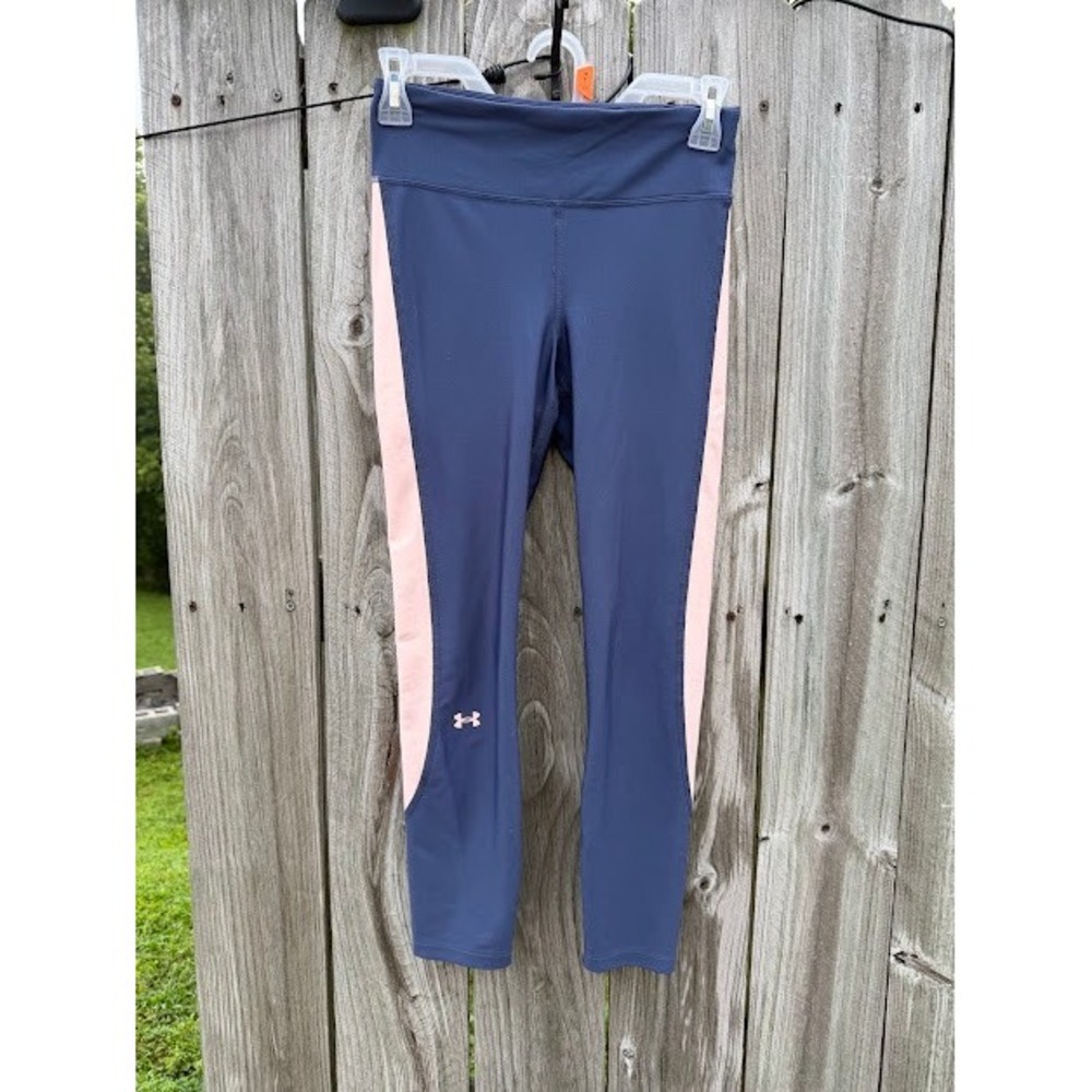 Athletic Gym Under Armour Leggings Small Navy Pink HeatGear Compression Pants